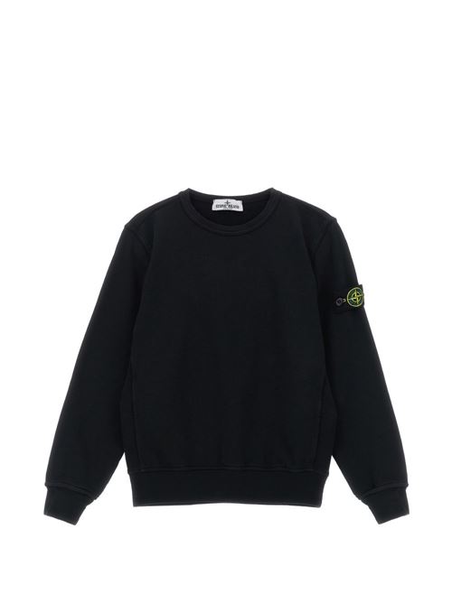 Felpa bambino Stone Island nera con logo badge STONE ISLAND KIDS | 6100005S0040V0029